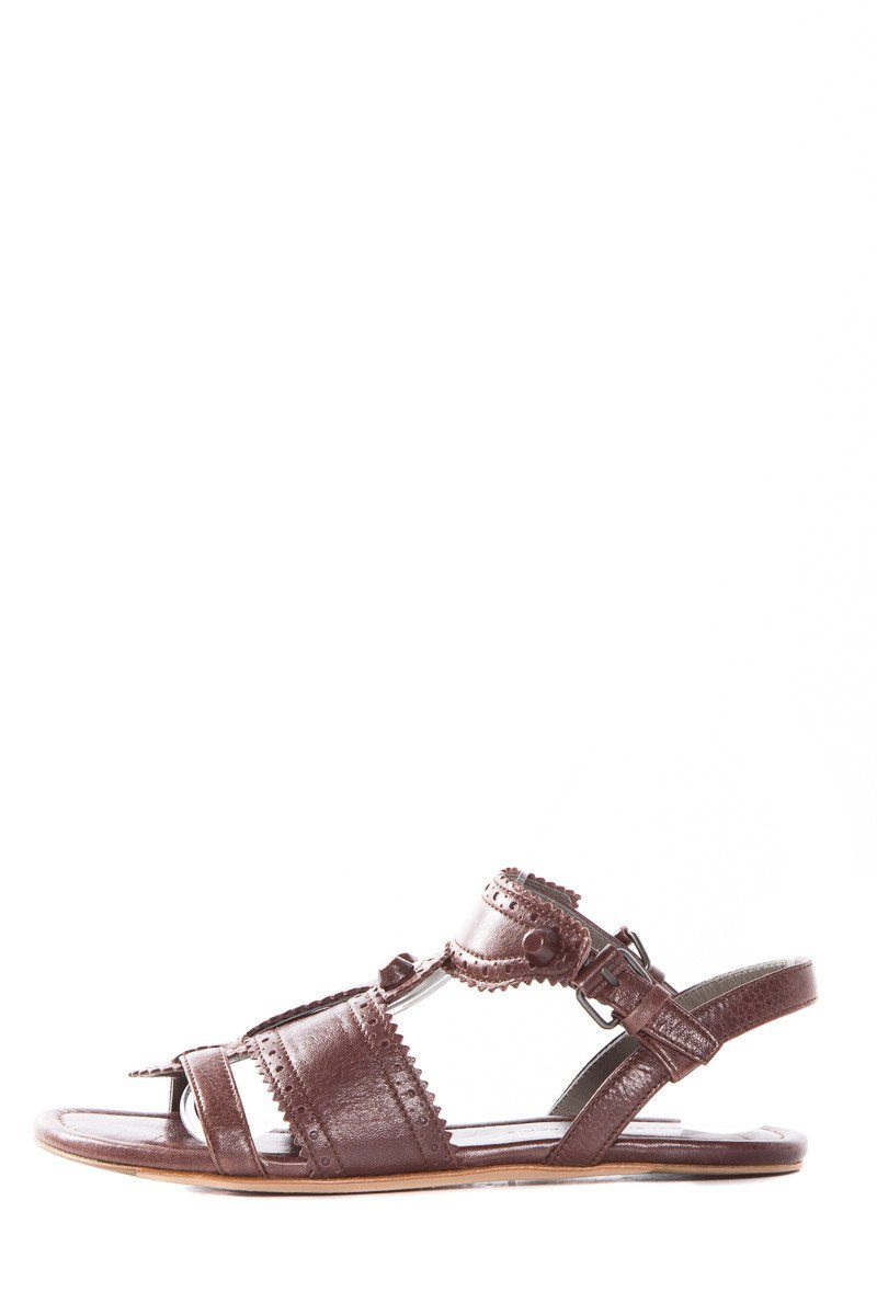 Balenciaga Brown Leather Multistrap Sandals SZ – TBC