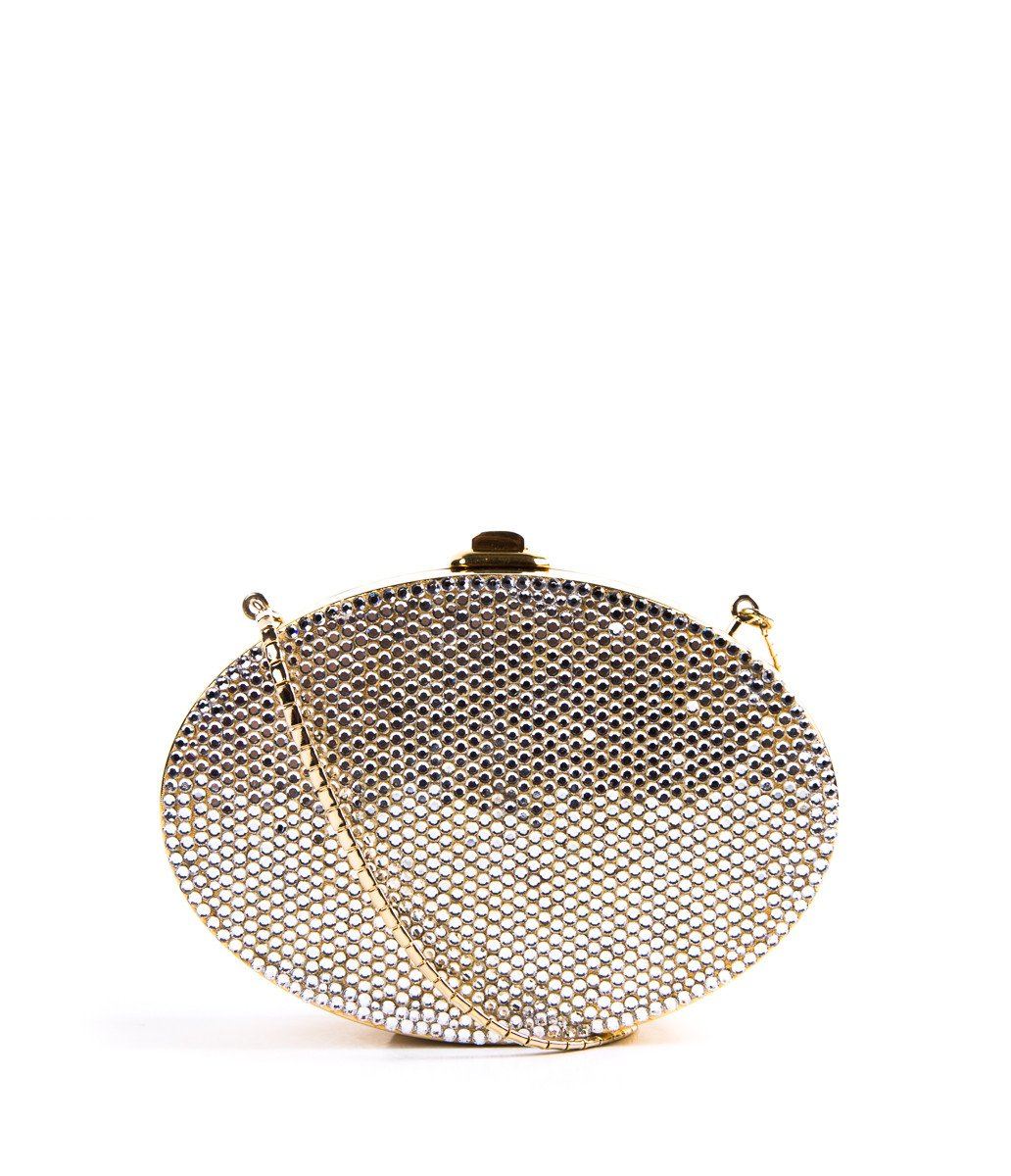 Vintage Oval Shape Crystal Clutch | Top Handle Bag | Leave Clutch