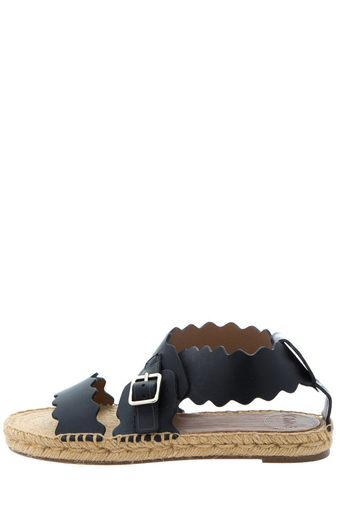 Chloe Black Leather Lauren Scalloped Sandals SZ 39 – TBC Consignment
