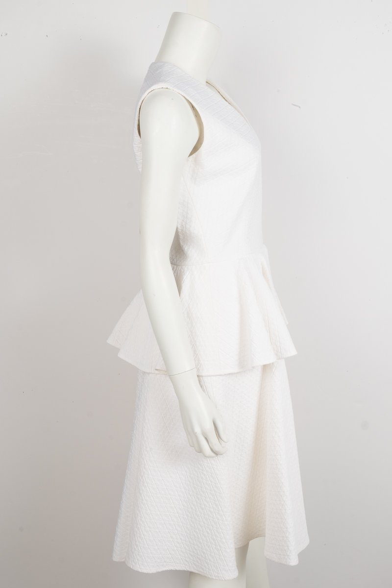 Alexander McQueen White Peplum Dress Sz 44 TBC Consignment