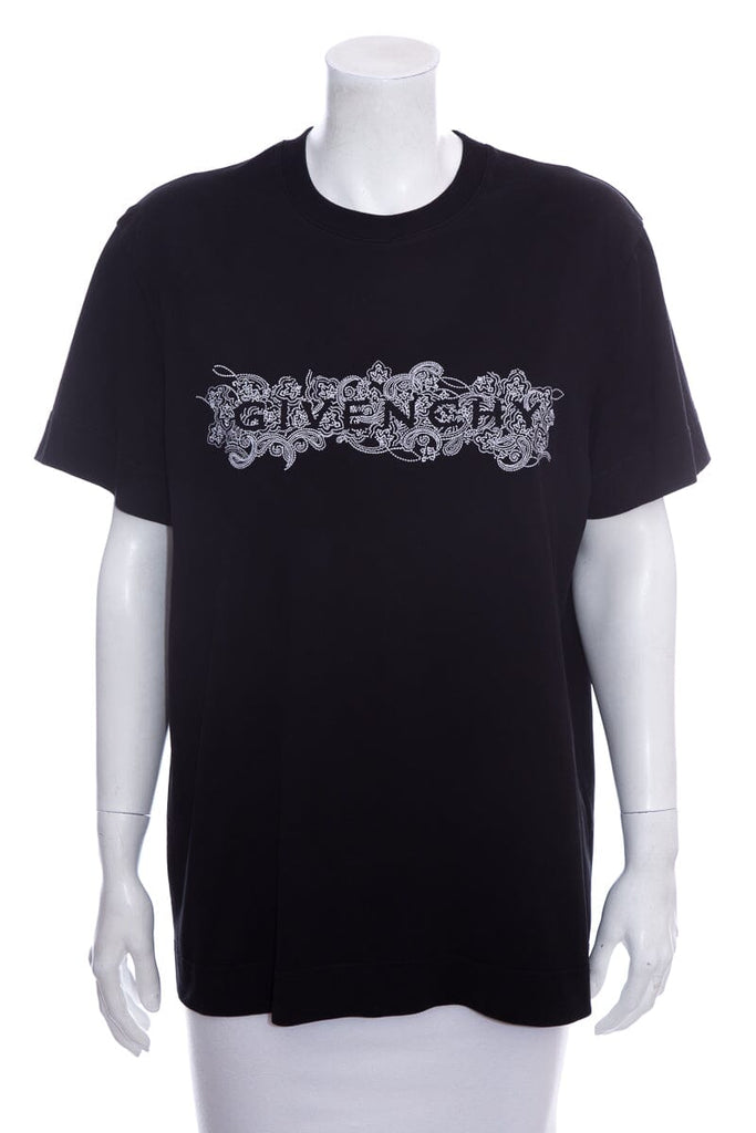 Givenchy Black Embroidered Logo Detail T-Shirt SZ XS – TBC