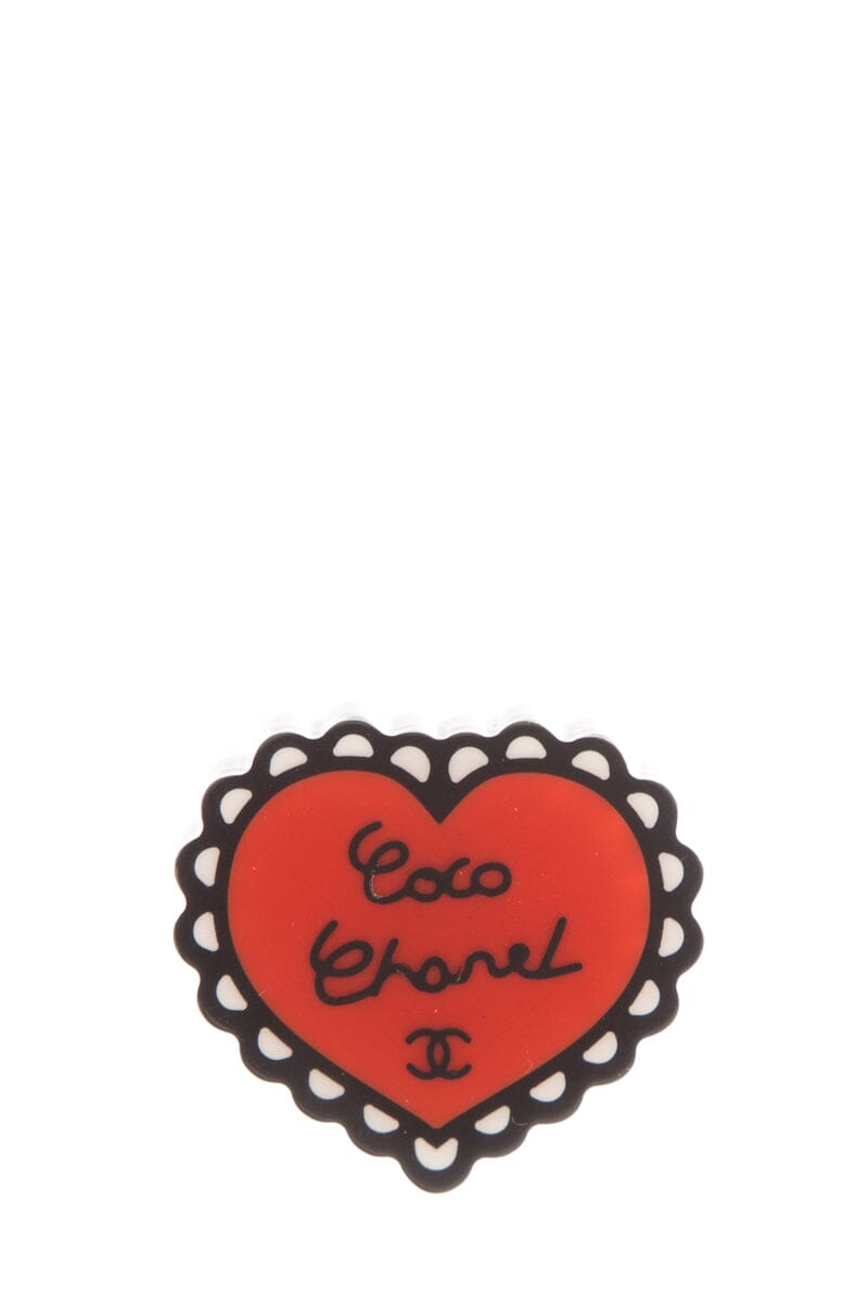 Chanel Coco Chanel Red & Black Enamel Heart Pin – TBC Consignment